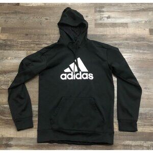 Adidas Mens Small Black Hoodie Sweatshirt Pullover with Drawstring